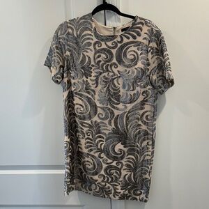 Christmas holidays Elegant Beige and Black Patterned Dress